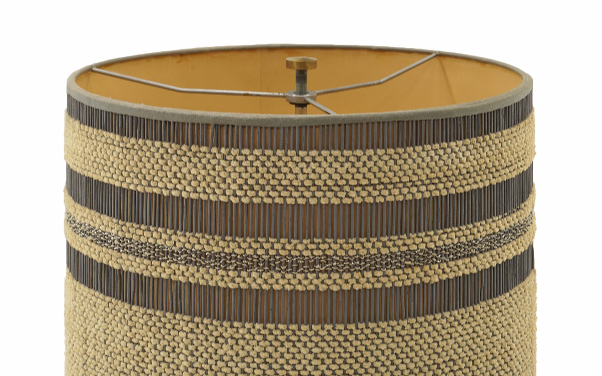 Large Pottery Table Lamp with Exceptional Original Shade — RETRO